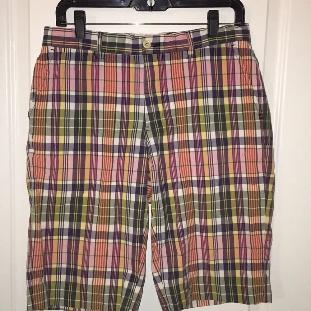 Plaid Rainbow 11” Long Polo Ralph Lauren Cotton summer madras check shorts 30